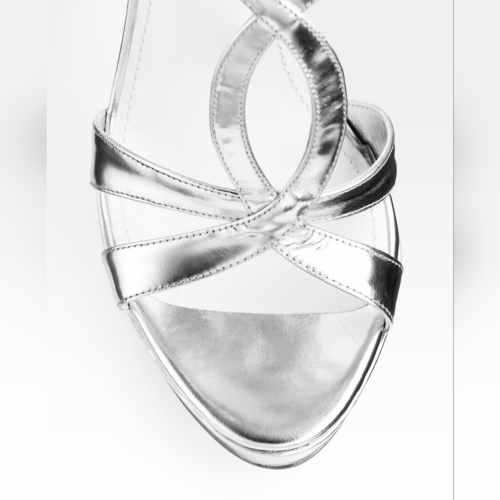 Metallic Leather Platform Sandals - Picture 3 of 13